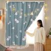Cortinas de Velcro para Janelas de Canto de Quarto, Instalação sem Furos, Blackout Autoadesivo, Dropshipping Transfronteiriço, Cortinas com Estampa de Desenho