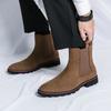 Zapatos Chelsea de piel antiterciopelo para hombre, estilo británico, estilo informal, de caña alta, botines de trabajo, talla 46, estilo Chelsea