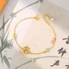 Nuevo Pulsera de Calabaza Esmaltada Azul Estilo Chino para Mujer, Chapada en Oro de 18K, Joyería de Lujo Ligero Vintage de Nicho de Gama Alta