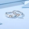 Anillo de pareja amada: un par de anillos de diamantes sencillos de cuatro garras para hombres y mujeres, anillo ajustable de alta gama que combina con todo.