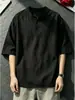 Camiseta de verano para hombre, manga corta, estilo "old money", cuello Henley, imitación lino Tencel, delgada, transpirable, hombro normal, manga media