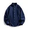 Camisa Masculina de Outono com Gola Alta e Manga Longa Cor Sólida Solta Casual Simples Versátil Estilo Japonês Workwear