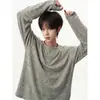 Primavera de 2026 Novo Top Masculino Texturizado Colorido com Gola de Botão Estilo Preguiçoso Estilo Retrô Cor Mista Camisa Básica de Manga Longa