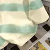 Camiseta de Manga Corta para Mujer Estilo Coreano Americano Linda e Interesante Diseño de Color Contrastante Verano Aspecto Adelgazante Algodón Tie-Dye Top Casual