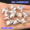 Prata Pura S999 Vintage Desenho de Linha Fofo Cachorrinho Contas Espaçadoras de Furo Grande Pulseira Tecida Colar Acessórios DIY Feitos à Mão