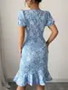 Vestido de Moda Elegante Versátil Casual para Viajar de Verano Nuevo Ajustado al Cuerpo que Resalta la Figura hasta la Rodilla, Transfronterizo Europeo y Americano
