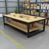 Workbench mesa de embalagem expressa de camada dupla mesa de embalagem linha de montagem console oficina fábrica Workbench experimento tabela