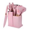 Juego de Utensilios de Cocina de Silicona de 19 Piezas con Mangos de Madera, Espátulas y Cucharas, Juego de Acero Inoxidable con Cubo de Almacenamiento, Sartén Antiadherente