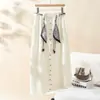 Falda de Punto Elástico Otoño e Invierno Moda Femenina Falda Recta Falda que Cubre la Cadera Elegante Falda de Lana Falda de Longitud Media para Mujer