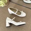 Zapatos Franceses de Tacón Alto Estilo Ballet para Mujer, Zapatos Mary Jane Elegantes de Boca Baja Primavera/Verano, Modelo 2026 con Moño