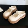 Laço de fundo grosso super fogo um pedal Mary Jane Baotou chinelos de meio dedo femininos primavera e verão roupa exterior 2025 novas explosões