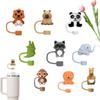 Tapa de Silicona para Popote Forma de Animal Terrestre Elefante Panda Tapón de Polvo Grado Alimenticio Fábrica Mayorista Stock Listo Se Puede Personalizar