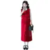 Agora Moda Inverno 2026 Elegante Natal Ano Novo Saia Colete Maternidade Vermelho + Conjunto Maternidade Básico