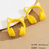 Auriculares con Orejas de Gato Dibujos Animados Cuentas Perforadas Pintura Acrílica Recubierta Cadena de Teléfono Pulsera Accesorios de Joyería DIY Materiales