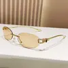 Gafas sin Montura Estilo Naoi Rei Gm para Mujer, Ovaladas de Metal Japonés Aspecto de Alta Inteligencia Lente Plana Marco de Gafas Nudo Y2K
