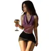 Lingerie Sexy Novo Estilo Plus Size, Uniforme Sexy de Secretária Roxo, Justa ao Corpo, Minissaia Sedutora com Acabamento em Renda, Tentação Estilo Puro Desejo