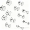 Venta Directa de Fábrica Puños de Oreja con Tornillo Roscado de Acero Inoxidable Barra Mancuerna Pendientes de Tachuela en Forma de I con Extremos Redondos
