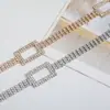 Tendencia de Moda Europea y Americana Cadena de Cintura Cuadrada con Incrustaciones de Diamantes y Pedrería Pequeña Fragancia Versátil Sexy Cinturón para Mujer Vestido Diagonal