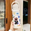 Copo Térmico para Meninas Alto Valor Estudante Grande Capacidade Copo de Isolamento Frio Garrafa de Água Portátil Canudo Duplo para Bebida Copo de Água Infantil
