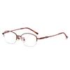 Armazón para gafas de miopía de aleación de titanio ultraligero para mujer, medio armazón, luz anti-azul, sin maquillaje, blanco, armazón pequeño de altura, 7013