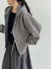 Luego, sudadera casual con capucha a rayas de bloques de color retro estilo coreano para mujer, corte holgado, versátil, con doble cremallera, modelo H803