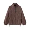 Sudadera casual de calle holgada y cómoda, con media cremallera, estampado de lunares, cuello alto y mangas largas, estilo chaqueta