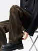 Ropa ACU para Hombre Pantalones de Pierna Ancha de Chenilla Tejida 350g, Estilo Montaña Vintage, Holgados, Lujo Ligero, Pantalones de Trabajo Rectos Casuales para Hombre