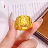 Anel Masculino Audacioso Dourado Banhado a Ouro com a Palavra '' em Ambos os Lados, Anel Ajustável, Mesmo Estilo de Loja de Ouro, Anel da Sorte Versátil