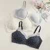 Lencería de Encaje Francés Puro Deseo, Sujetador Floral Inalámbrico para Mujer, Espalda Hermosa Sin Costuras, Lencería Cómoda Fruncida, Estilo Delgado Dulce