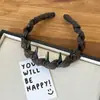 Aro de Cabelo Antiderrapante com Dentes Envolto em Lã para Outono e Inverno para Mulheres 2025 Novo Headband de Caveira Alta Presilha Fashion Acessórios de Cabelo