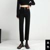 2024 Outono e Inverno Principal Preto Reto Cropped Jeans Feminino Slim-fit Solto Cintura Alta Trendy Ins Smoke Tube Calças