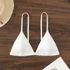 Comercio exterior europeo y americano 2027 nuevo traje de baño de dos piezas de verano para mujer, color liso, cuello de amarre, cintura alta, top de bikini sexy