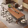 Conjunto de mesa de chá e bandeja de chá em madeira maciça, uma combinação completa de mesa de chá e cadeiras, novo modelo 2026, de alta qualidade para uso doméstico, mesa de chá de tamanho grande, estilo de luxo leve, feito de madeira natural