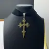 Collar Gótico de Terciopelo Oscuro con Colgante de Cruz de Doble Cara, Collar Ajustable, Gargantilla Vintage Y2K de Nicho Dulce-Cool
