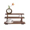 Soporte de Taza de Madera Maciza Multicapa para Escritorio Estante de Almacenamiento de Perfume de Nogal Estante de Almacenamiento de Cosméticos para Tocador Estante de Exhibición