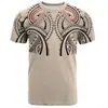 (Tecido Semelhante ao Algodão 170g) Camiseta Casual Fashionável de Manga Curta com Gola Redonda e Estampa Tribal Maori da Nova Zelândia em Desenho Animado 3D
