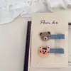 Bonita Horquilla de Tela a Cuadros Oso Nube Pinza Lateral para el Cabello de Niños Pinza para el Flequillo