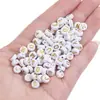 Cuentas de Acrílico 4*7mm Fondo Blanco Inglés Letra Dorada Letra Única Cuentas Planas DIY Accesorios para Joyería de Educación Temprana para Niños