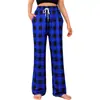Comercio exterior transfronterizo 2023 otoño e invierno comercio exterior Amazon Pantalones casuales rectos para mujer cordón elástico cómodo cuadros para dormir