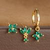 Pendientes de circonita estilo Ins chapados en cobre oro real de 18 quilates flor geométrica de circonita pendientes de temperamento set de 3 piezas pendientes