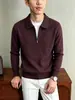 Suéter de punto Yingao para hombre con cuello half-zip, casual de negocios para otoño e invierno, estilo old money, suéter de corte holgado para hombres de mediana edad