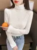 Camiseta básica de terciopelo doble cara de cuello alto para mujer, otoño e invierno, con forro polar añadido y grosor, cálida, ajustada, elegante, top de cuello superpuesto