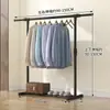 Varal de Roupas Removível Simples de Polo Duplo para Interior Varanda Varal de Pendurar Roupas Varal Telescópico Dobrável de Chão