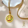 Colgante Exquisitamente Elaborado con Patrón Martillado en Oro Amarillo Chapado con Símbolos Tradicionales Chinos de la Fortuna, Estilo Vintage, Relieve Tridimensional, Chapado en Cobre, Nuevo Estilo Chino Collar para Mujer