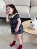 Vestido de Verão Fino para Meninas Estilo Coreano Roupa Infantil Menina Bebê Vestido Xadrez com Gola Boneca Novo Vestido de Verão 2026