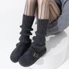 Meias Femininas Novo Estilo 2025 para Outono e Inverno, Meias de Lã Grossas e Quentes Estilo Slouch, Meias Femininas Longas Clássicas em Listras Verticais Coloridas Sólidas Estilo Miu