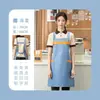 Delantal de doble hombro con logo personalizado, bloques de color, impermeable y a prueba de aceite, para catering, publicidad, ropa de trabajo corporativa para mujer, al por mayor