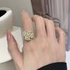 Amazon Anel Rotativo da Moda Banhado a Ouro 18K Trevo de Quatro Folhas Feminino Tendência Zircônia Boca Viva Anel Popular