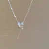 Collar de Borlas Mariposa Estilo Coreano que No se Desvanece para Niñas, Estilo de Moda y Genial, Cadena de Clavícula Versátil, Colgante Xiaohongshu