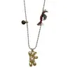 Tendencia de Moda Coreana y Japonesa Collar con Colgante de Oso de Piedra Natural y Circonita para Mujer 2025 Nuevo Otoño e Invierno Cadena Versátil para Suéter